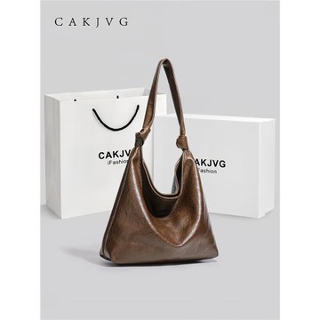 CAKJVG原創簡約百搭休閑單肩包2025新款復古大容量托特包女包通勤