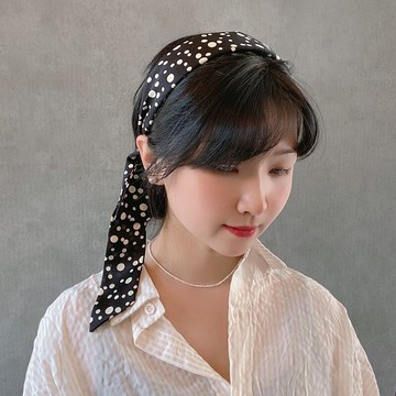 波點帶飄帶發箍女夏季頭箍發帶式一體寬邊發卡網紅年新款夏天