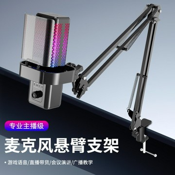 定制爆款USB電容降噪話筒RGB炫彩漸變電競游戲專用懸臂支架套裝【北歐家居生活】