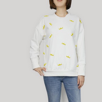 白色繡珠小皇冠大學T