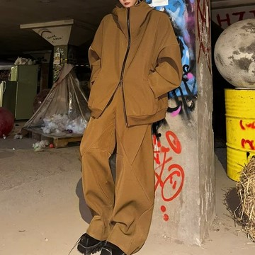 潮流帥氣百搭連帽開衫衛衣港風寬松簡約百搭休閒外套男女同款