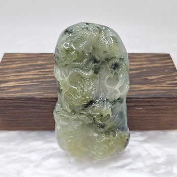 稀有冰秋香起膠飄花龍牌 | 天然緬甸玉A貨翡翠