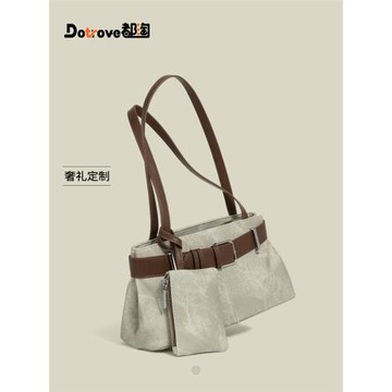 CAPIE&KURI高級感皮帶扣機車法棍包女2025新款百搭通勤單肩腋下包