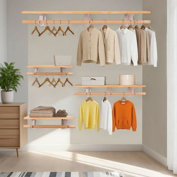 公司貨 免運附發票 實木步入式衣帽間開放式衣帽間臥室衣帽架實木衣櫃壁掛式掛衣架 工廠直銷 快速出貨CH8888