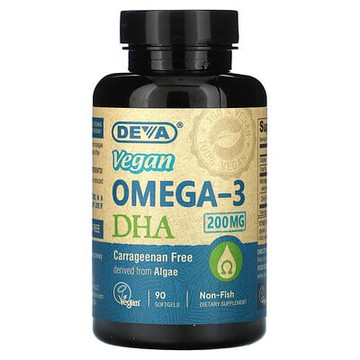 Deva, 全素 Omega-3 DHA，200 毫克，90 粒軟膠囊