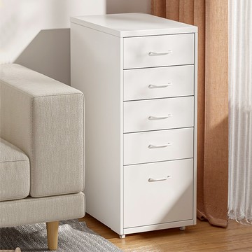 《C&B》鋼鐵斯特附輪五抽屜櫃(五色可選)純白色