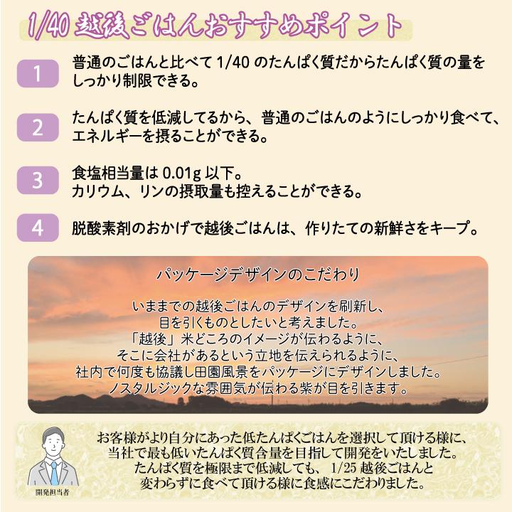 40越後ごはん(150g×20)バイオテックジャパン たんぱく質調整食品　ごはん　米　低タンパク　腎臓病　CKD