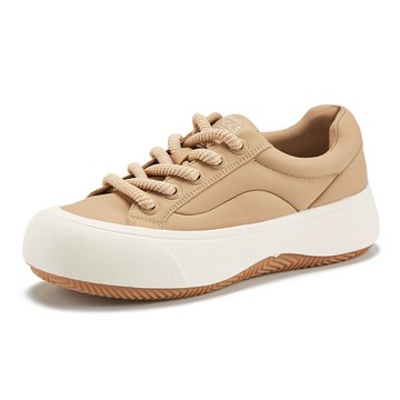 CHOiCE 舒適百搭真皮綁帶厚底休閒鞋 棕色#37881