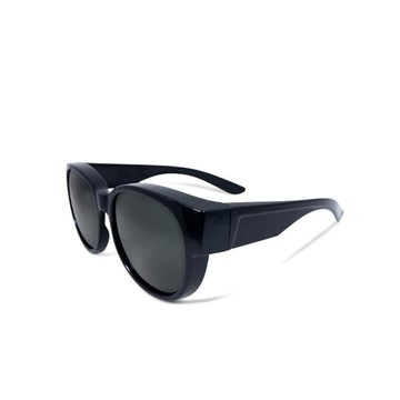 朝露水岸│全罩式│外掛式│象灰色圓框包覆式偏光太陽眼鏡│UV400墨鏡 象灰色