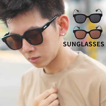 【NB1509J】韓系質感金屬徽章大方框墨鏡太陽眼鏡‧附眼鏡盒(3970)