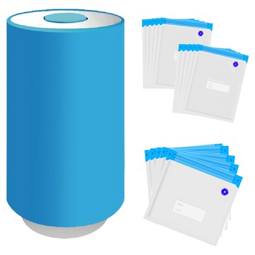 豪割達人 迷你小型兩用抽真空機 附真空袋 大 5個 + 小 10個 CZ002 藍色