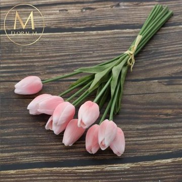 【Floral M】荷蘭蜜桃鬱金香仿真花花材5入組(人造花/仿真花/假花/花藝DIY/裝飾花材)