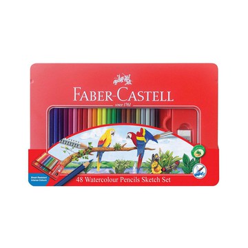 FABER-CASTELL 輝柏 水性 彩色鉛筆 水彩色鉛筆 附水彩筆 鐵盒 48色 /盒 115939【APP滿額下單10%點數(單一帳號最高5000點)】1/31止