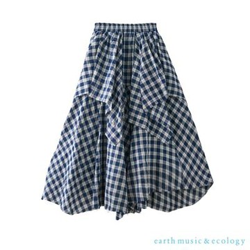 〈earth music〉2WAY不規則下擺格紋長裙