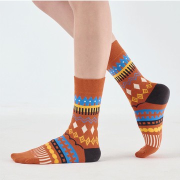 冬日慶典 抗菌中筒襪 - 橘紅(F)