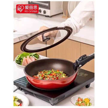 日本iris愛麗思鉆石不粘鍋寶寶輔食嬰兒煮奶做湯平底煎炒燉油炸鍋