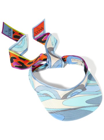 PUCCI - abstract-print silk visor hat - women - Silk - One Size - Blue
