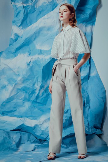 卡其腰綁帶長褲