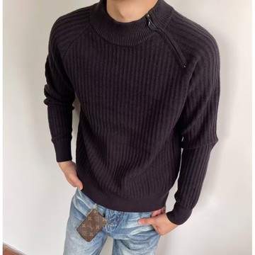 緊身套頭打底衫男美式復古鬆弛感圓領針織毛衣男