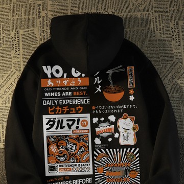 元氣滿滿招財貓！帽t 連帽衛衣 長袖上衣 衛衣女 oversize 帽t 日系上衣 印花帽t 加絨帽t 復古上衣