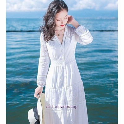 ワンピース レディース 白ワンピース マキシワンピース レースワンピース ロングワンピ シフォンワンピ リゾートワンピ ホワイト カジュアル 旅行 通販 Lineポイント最大get Lineショッピング