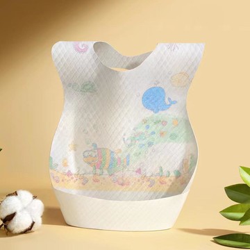 拋棄式兒童吃飯圍兜(10入組)-海底樂園-白色-34.5x24.5cm