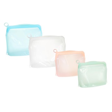 OUTSY 可密封果凍QQ矽膠食物夾鏈袋/分裝袋 食品級矽膠 耐冰耐熱 可微波  4個  1組