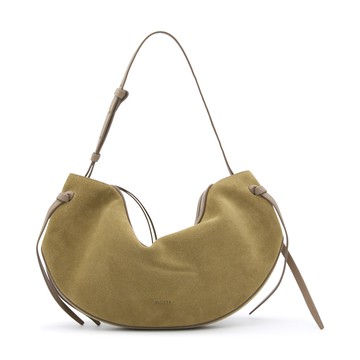 Yuzefi - Khaki Suede Large Fortune Cookie Shoulder Bag
