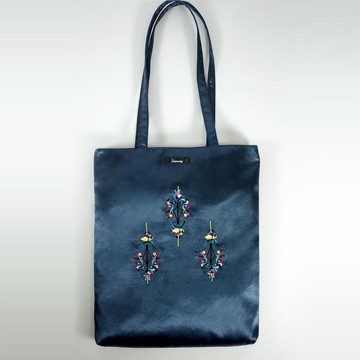 humming-吊燈花 Embroidery Bag  刺繡托特包-寶石藍  |