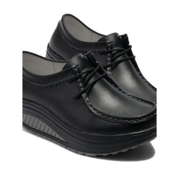 瑤瑤鞋女黑休閑后底女裝秋鞋增高遠動松高搖搖鞋悠閑你是中年單鞋