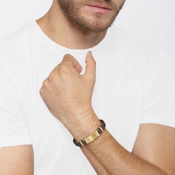 【BOSS】Dylan 編織皮革手鍊-咖啡色 1580607