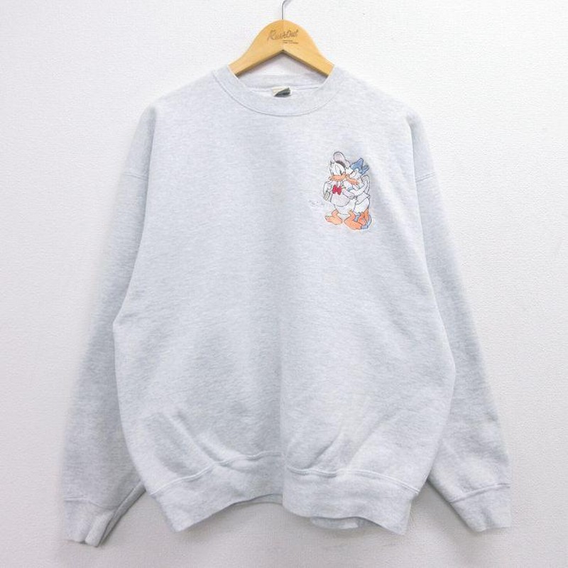 XL/古着 長袖 スウェット メンズ 90s ディズニー DISNEY ドナルド ...