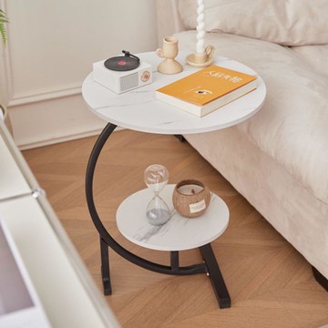 北歐茶幾客廳邊幾雙層創意小茶幾圓形床頭置物架茶幾小戶型