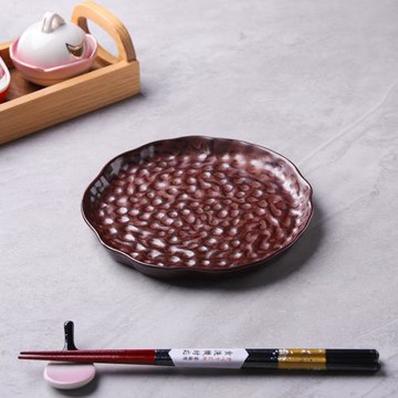 創意料理餐具釉下彩純色點紋圓盤日式糕點盤日料復古小菜盤壽司盤