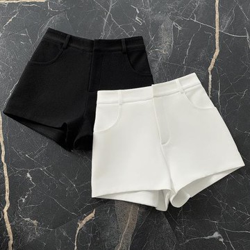 新款白色短褲女春夏高腰顯瘦西裝黑色打底外穿小個子熱辣百搭褲子