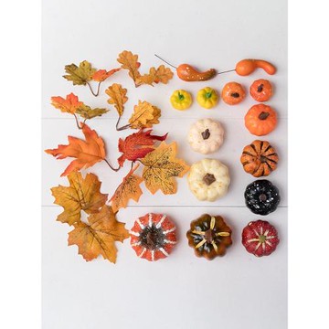 阿楹 仿真小南瓜楓葉圣誕拍攝擺件 秋天樹葉萬圣節裝飾品布置道具