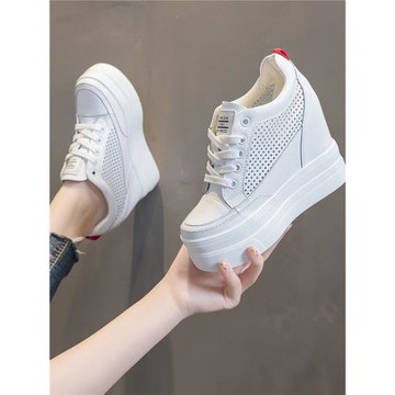 11CM內增高小白鞋薄款女夏網面透氣防臭軟底休閑厚底松糕12公分10
