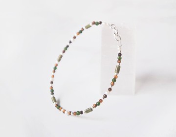 找它 / 綠蠵龜 - 黃虎眼石 碧玉 花綠石 925純銀 客製化 極細手環