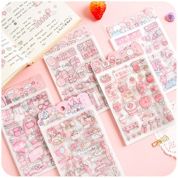 網紅款少女咕卡貼紙女孩日系韓國手帳素材水杯手賬ins風裝飾圖案