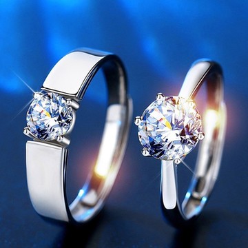 [米蘭精品] 莫桑鑽戒指925純銀開口戒-1克拉經典鑲嵌可調節情人節生日禮物男女飾品2款74an9