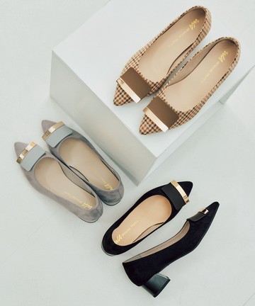 知性方釦喇叭跟中跟鞋 (52314)