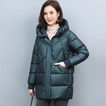 初色 簡約純色中長款連帽寬鬆保暖科技保暖纖維外套女外套-共4色-39122(M-3XL可選)