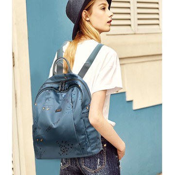 免運 防水尼龍後背包女 牛津布真皮雙肩包女2023新款韓版百搭星空防水輕便旅行大容量背包