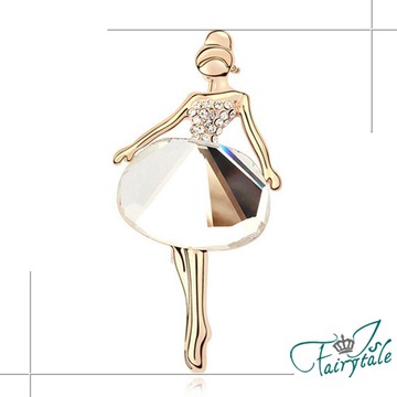 【伊飾童話】芭蕾舞女孩＊仿水晶切割胸針/白