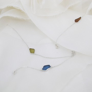 【客製化禮物】海玻璃原碎純銀手鍊