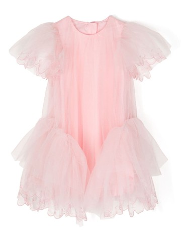 jnby by JNBY - lace-trimmed tulle dress - kids - Cotton/Polyester - 12 yrs - Pink