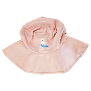 Brille Brille 兒童款防曬雙面遮陽帽 經典漁夫款  貓咪美人魚 粉色  適用頭圍:46-56cm  1個