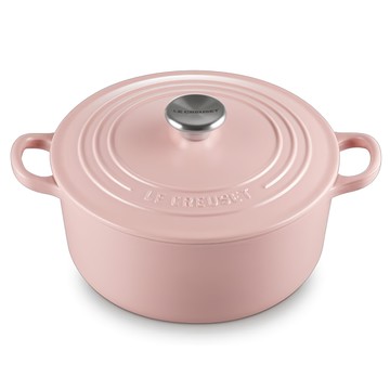 LE CREUSET 圓鐵鍋 附鋼頭鍋蓋 3.3L 22cm 甜心粉 烹飪鍋具 導熱均勻 家庭必備  1個