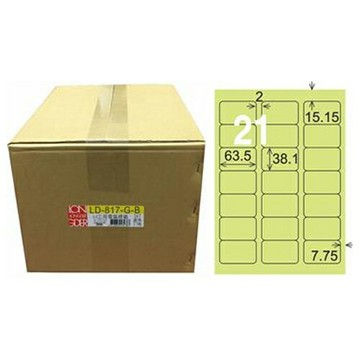 【龍德】A4三用電腦標籤 38.1x63.5mm 淺綠色 1000入 / 箱 LD-817-G-B【APP滿額下單4%點數(單一帳號最高1000點)】7/31止