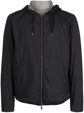 Herno - reversible long-sleeve hooded jacket - men - Polyamide/Spandex/Elastane - 52 - Black